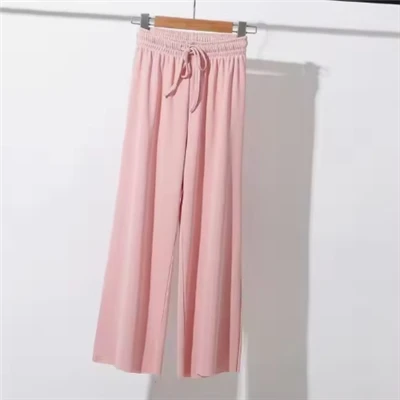 Pantalón relax de viscosa y seda lisa